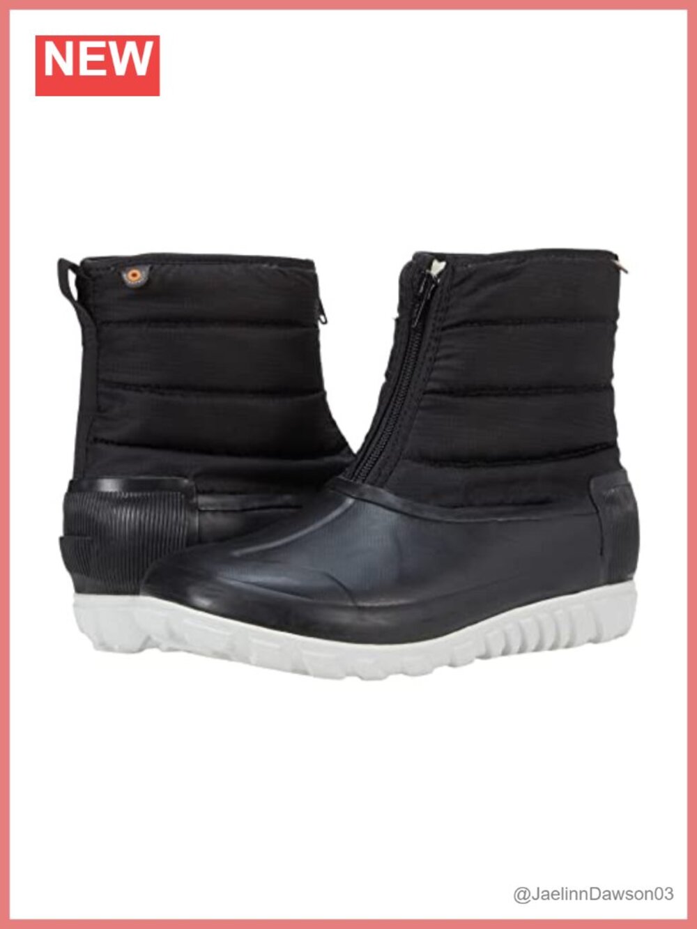 Waterproof Leather Neoprene Snow Boots Zip Mid-Top Faux Fur Lined Winter